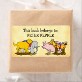 Custom Bookplate Toy Dog, Horse, Elephant and Pig Etiket (Insitu)