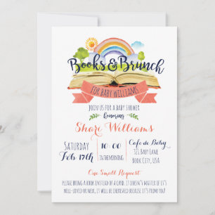 CUSTOM Books and Brunch Baby shower Invitation Kaart