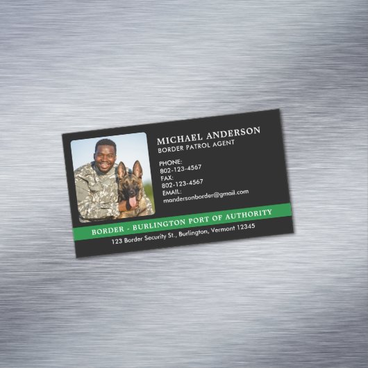 Custom Border Patrol Agent Foto Federale Militaire Magnetisch Visitekaartje (Voorbeeld)