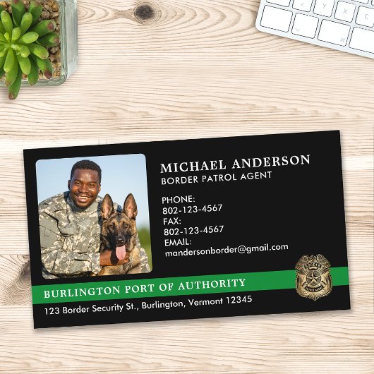 Custom Border Patrol Agent Military Foto Logo Visitekaartje