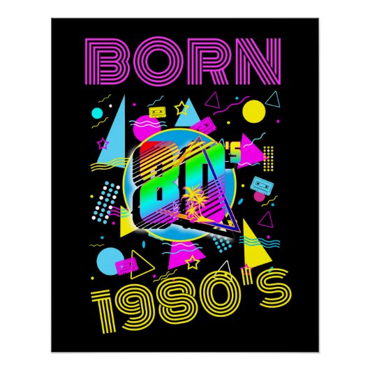 Custom Born 1980's Retro 80"s Perfect Poster (Voorkant)