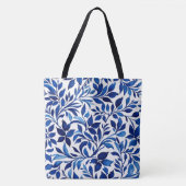 Custom Botanical Blue Floral Bag, Natuur Design Tote Bag (Voorkant)