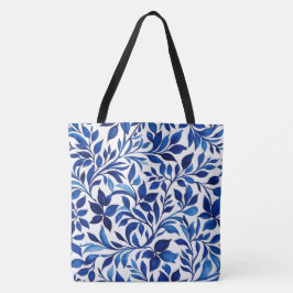 Custom Botanical Blue Floral Bag, Natuur Design Tote Bag