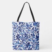 Custom Botanical Blue Floral Bag, Natuur Design Tote Bag (Achterkant)