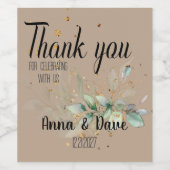 Custom Botanical Boho Wedding Bedankt Favorieten Wijn Etiket (Enkel label)