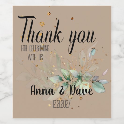 Custom Botanical Boho Wedding Bedankt Favorieten Wijn Etiket (Enkel label)