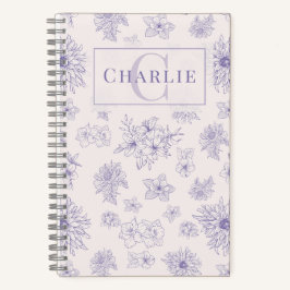 Custom Botanical Monogram Personalized Pet Spiral Notitieboek