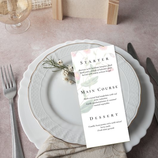 Custom Botanical Wedding Menu