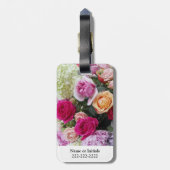 Custom Bouquet of Summer Flowers Rozen Monogram Bagagelabel (Achterkant verticaal)