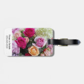 Custom Bouquet of Summer Flowers Rozen Monogram Bagagelabel (Achterkant horizontaal)