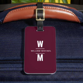 Custom Bourgondië Eenvoudig Modern Minimaal Monogr Bagagelabel