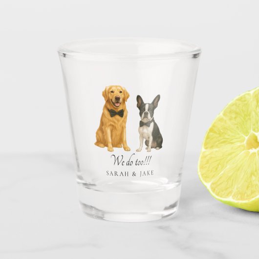 Custom Bow Stropdas 2 Pet Wedding Shot Glas (Voorkant)