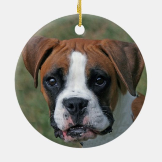 Custom Boxer Dog Foto Keramisch Ornament (Achterkant)