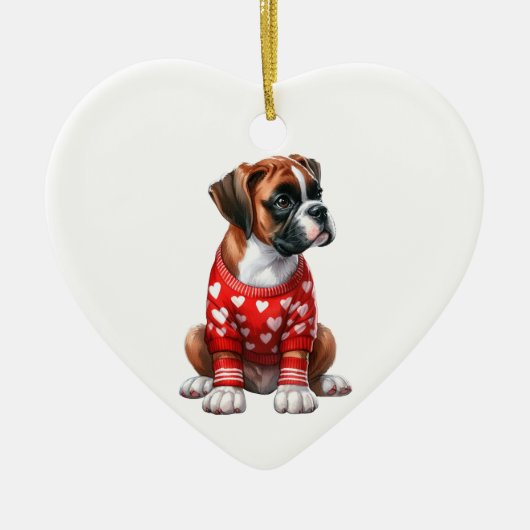 Custom Boxer Dog Fun Valentijn Keramisch Ornament (Voorkant)
