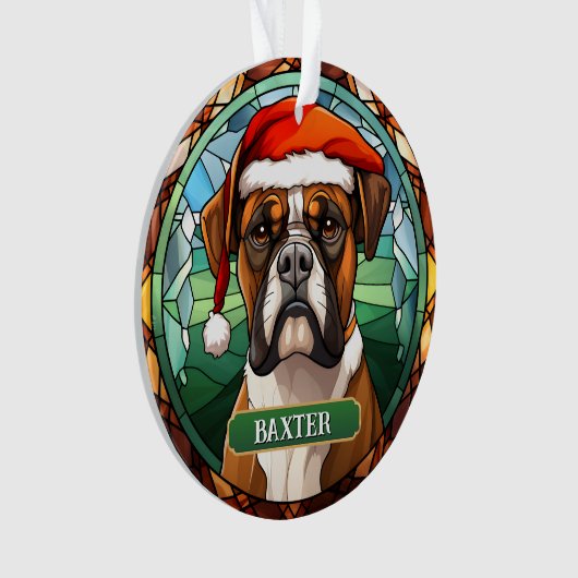 Custom Boxer Dog Xmas Ornament (voorkant)