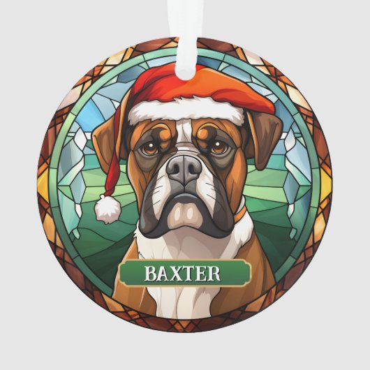 Custom Boxer Dog Xmas Ornament (achterkant)