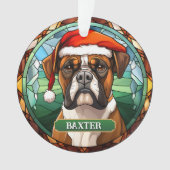 Custom Boxer Dog Xmas Ornament (voorkant)