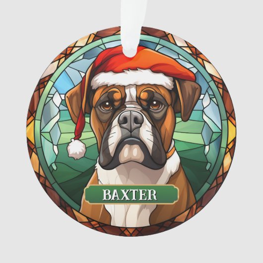 Custom Boxer Dog Xmas Ornament (voorkant)