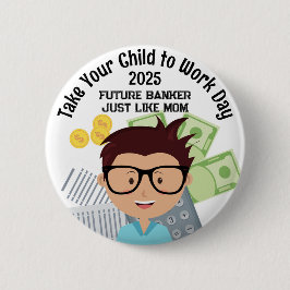 Custom Boy Accountant Breng uw kind naar de werkda Ronde Button 5,7 Cm