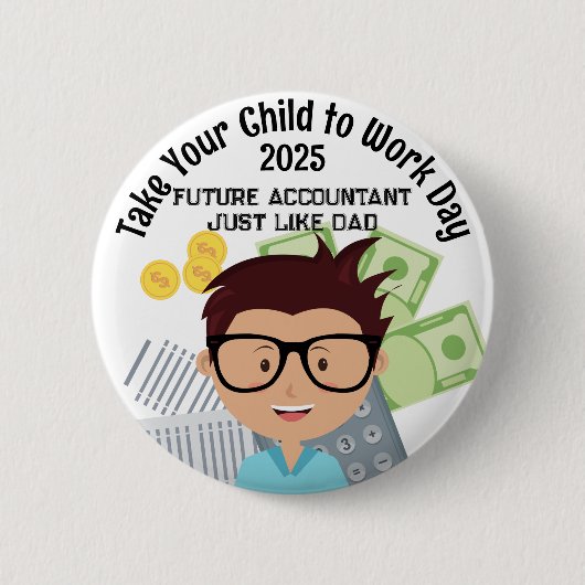 Custom Boy Accountant Breng uw kind naar de werkda Ronde Button 5,7 Cm (Voorkant)