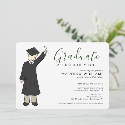 Custom Boy Avatar | Afstuderen van de middelbare s Kaart (Staand voorkant)