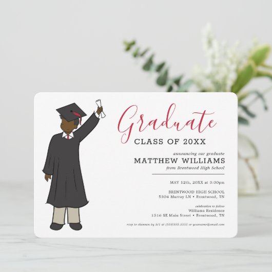 Custom Boy Avatar | Afstuderen van de middelbare s Kaart (Staand voorkant)