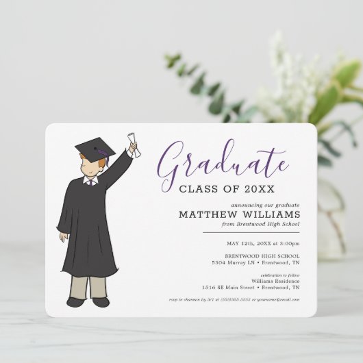 Custom Boy Avatar | Afstuderen van de middelbare s Kaart (Staand voorkant)