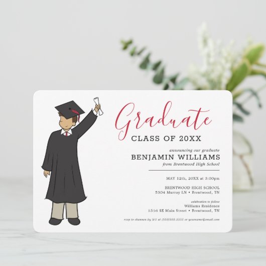 Custom Boy Avatar | Afstuderen van de middelbare s Kaart (Staand voorkant)