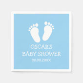 Custom boy baby shower party servetten met voetjes (Voorkant)