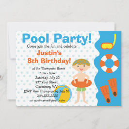 Custom Boy Birthday Pool Party Kaart
