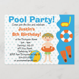 Custom Boy Birthday Pool Party Kaart