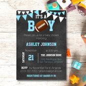 Custom Boy Chalkboard Football Thema Baby shower Kaart
