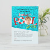 Custom Boy Foto Verjaardag Zwembad Party Kaart (Staand voorkant)
