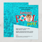 Custom Boy Foto Verjaardag Zwembad Party Kaart (Voorkant / Achterkant)