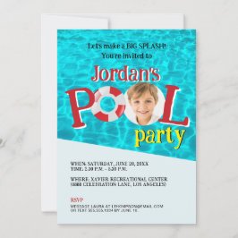 Custom Boy Foto Verjaardag Zwembad Party Kaart
