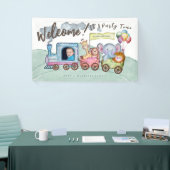 Custom boy Foto verjaardagstrein waterverf Spandoek (Beurs)