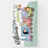 Custom boy Foto verjaardagstrein waterverf Spandoek (Verticaal)