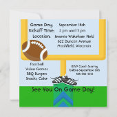 Custom Boy in Oranje Football Birthday Invitation Kaart (Achterkant)