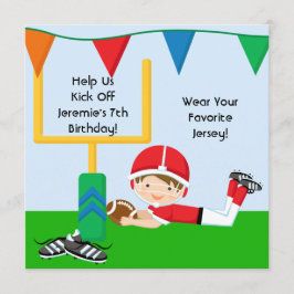 Custom Boy in RedFootball Verjaardag uitnodiging
