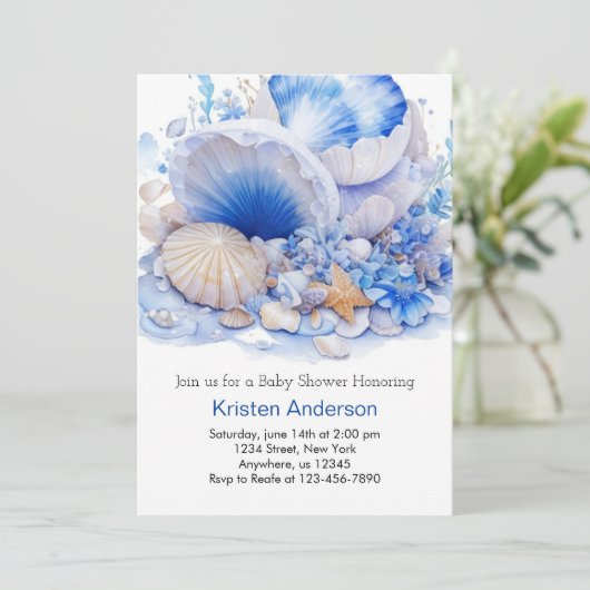 Custom Boy Onder het Zee Baby shower Kaart (Staand voorkant)