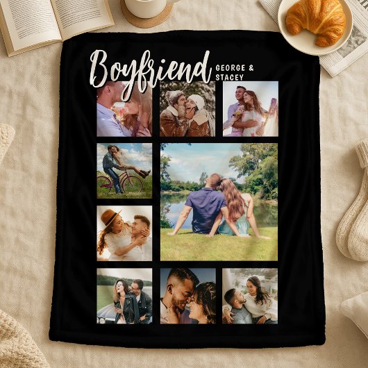 Custom Boyfriend Photo Collage Sherpa Deken