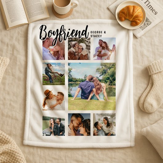 Custom Boyfriend Photo Collage Sherpa Deken