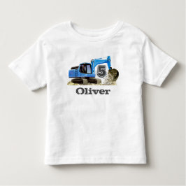 Custom Boy's 5th Birthday Blue Digger Excavator Kinder Shirts