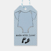 Custom Boys Baby shower Dank u met Footprints Cadeaulabel (Achterkant)