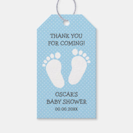 Custom boys baby shower dank u voetafdrukken stapp cadeaulabel