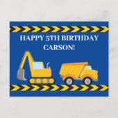 Custom Boys Construction Truck Blue Happy Birthday Briefkaart (Voorkant)