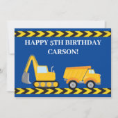 Custom Boys Construction Truck Happy Birthday Kaar (Voorkant)