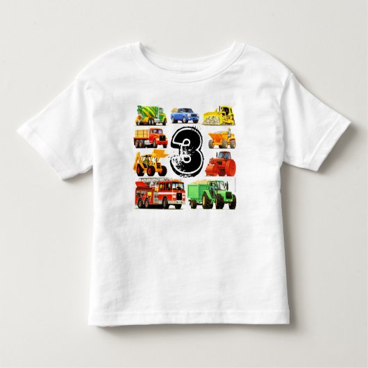 Custom Boy's Construction Trucks 3e verjaardag Kinder Shirts (Voorkant)