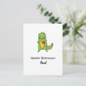 Custom Boys Dinosaurus Happy Birthday Party Briefkaart (Staand voorkant)