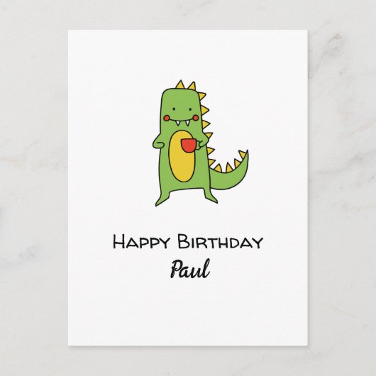 Custom Boys Dinosaurus Happy Birthday Party Briefkaart (Voorkant)